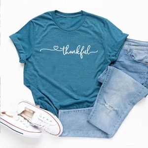 Thankful Printed Comfortable Cotton T-Shirt - Trendy Fashionable Soft Stuff Clothing - Stylish Graphic Round Neck Summer Washable Shirt