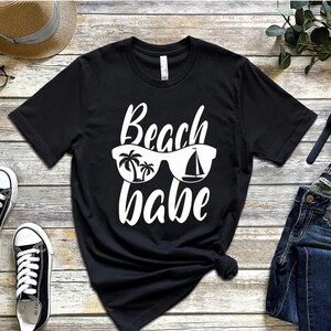 Beach Babe Fashionable Printed T-Shirt - Washable Graphic Casual Soft Stuff Tee - Round Neck Summer Custom Tees - Stylish Cotton T-Shirts