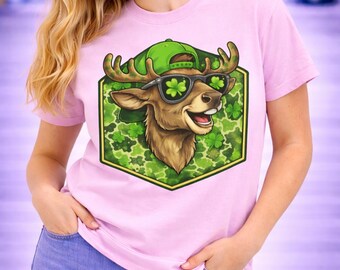Funny St Patricks Deer Shirt, Irish Buck Shirt, Shamrock Deer, St Paddy Party, Funny Animal Shirt, Beer Party Shirt, Unisex Sweatshirt Tee