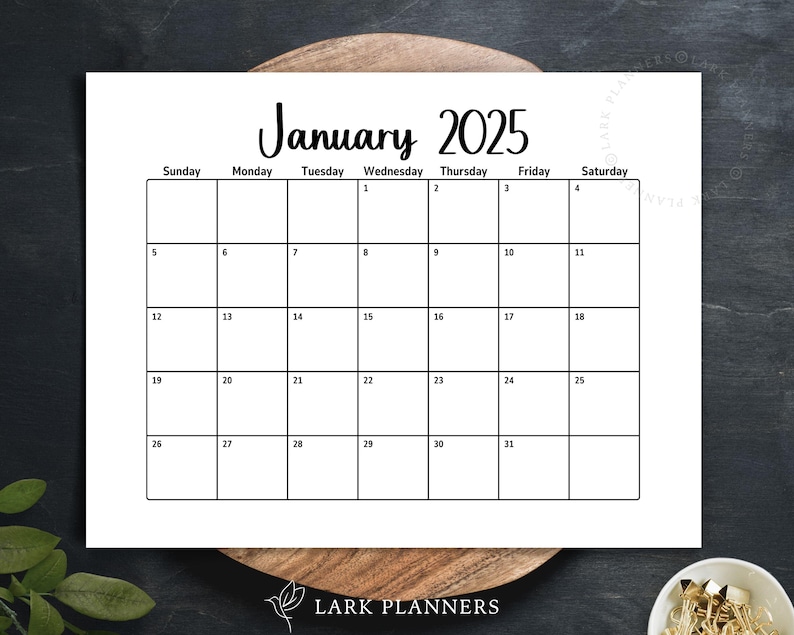 2025 Calendar Printable, Monthly Planner Calendar Landscape, Monday