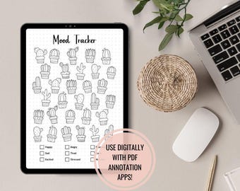 Cactus Mood Tracker, Bullet Journal, Emotion Tracker, Botanical Summer Mood  Tracker, A5 Planner Inserts, Printable Coloring Mood Tracker