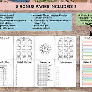 2026 Journal Bundle Planner Printable, Premade Bullet Journal Pages, Yearly Monthly Trackers, Habit Mood Trackers, Bujo Pages, Journal Kit image 6
