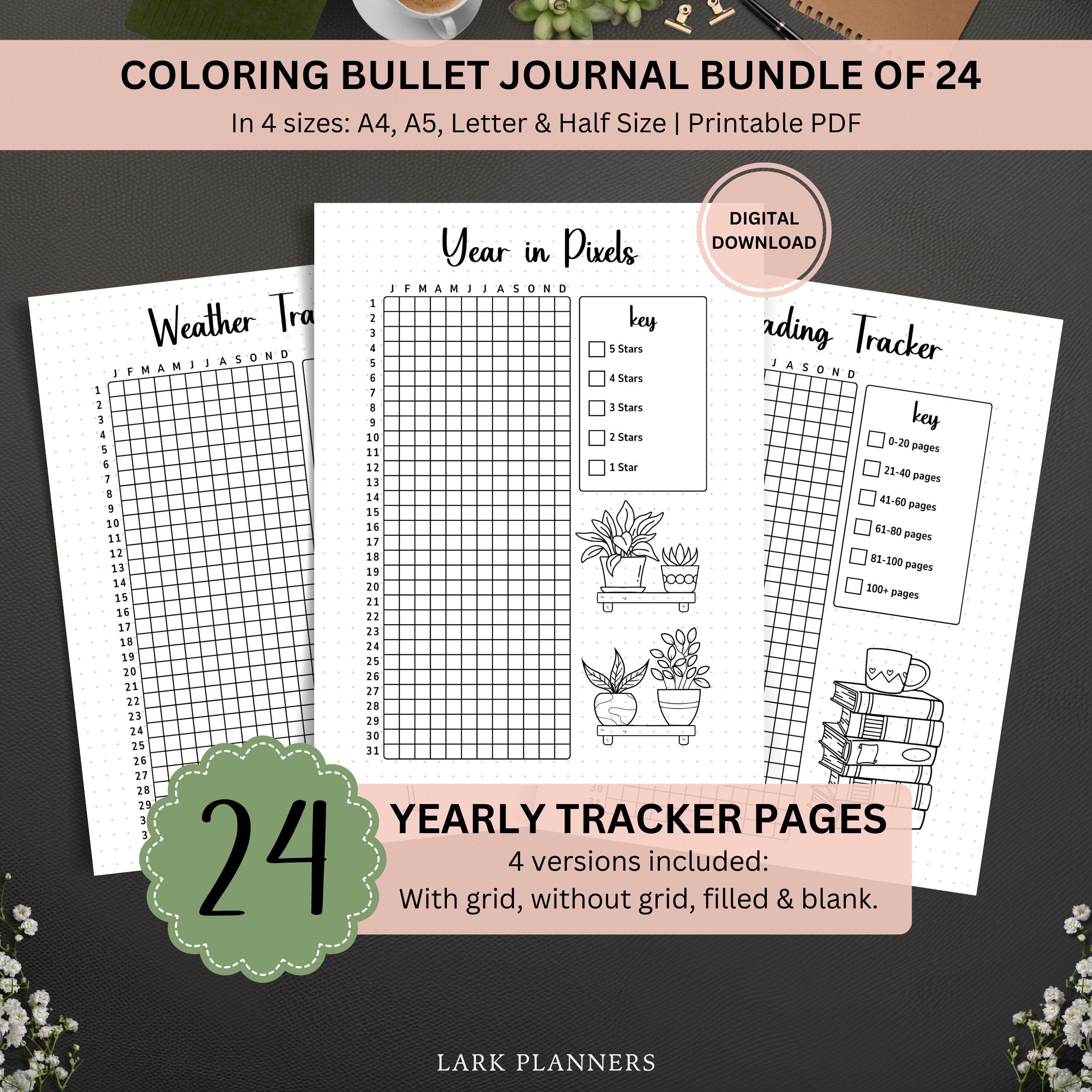 Yearly Tracker Bundle, Printable A5 Planner Inserts, Habit Trackers ...