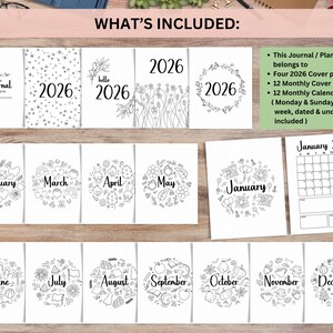 2026 Journal Bundle Planner Printable, Premade Bullet Journal Pages, Yearly Monthly Trackers, Habit Mood Trackers, Bujo Pages, Journal Kit image 2