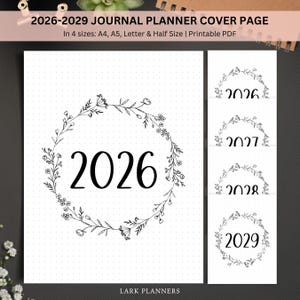 2026 Journal Deckseite, druckbare 2026 Titelseite, 2026 Färbung Planer Cover, A5 & A4, Bujo Cover Titelseite