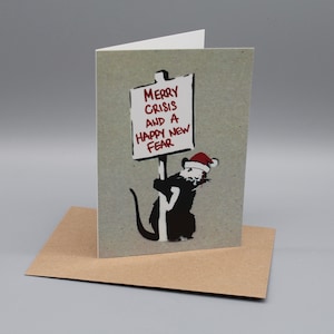 5 biglietti di Natale di Banksy "Merry Crisis e una nuova paura felice"