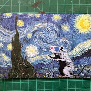 1 x carte postale - « Trippy Rat »