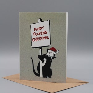 5 x Banksy Weihnachtskarte ""Merry fucks Christmas"""