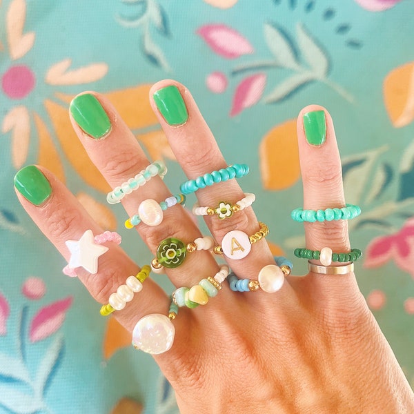 Summer Beaded Rings | Beach Rings | Water Resistant Rings | Handmade Rings | Summer Jewelry