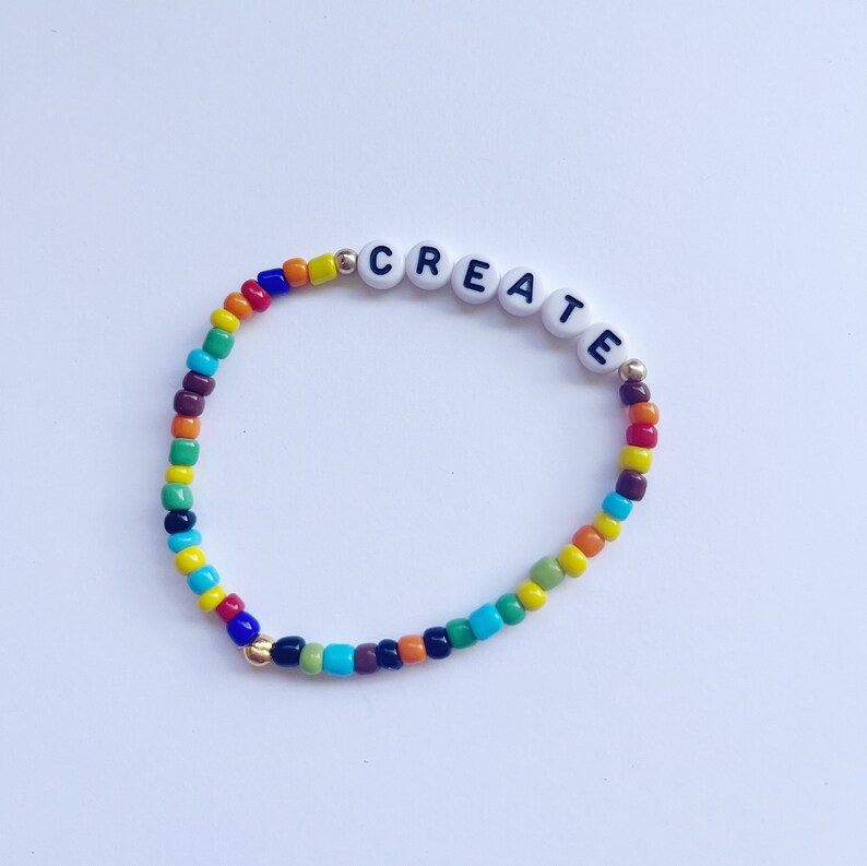 Little Words Beaded Bracelet Custom Color Bracelet Inspirational Bracelet Reminder Bracelet Personalized JewelrY image 4