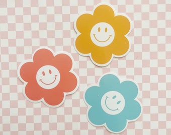 Flower Smiley Stickers | Daisy Smiley Stickers | Vinyl Stickers | Pick Your Colors | Smiley Sticker