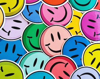 Kleurrijke sticker smileygezicht | Waterdichte vinylsticker: