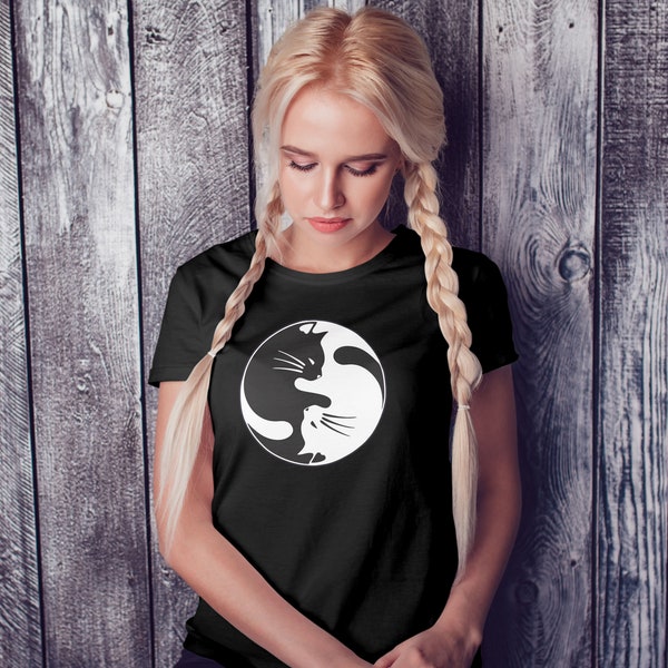 Yin Yang Cat T-Shirt | Cute Cats Tee | Yin Yang Cat Lover Gift | Cats Kawaii Aesthetic Gift | Mystical Cats Unisex Shirt