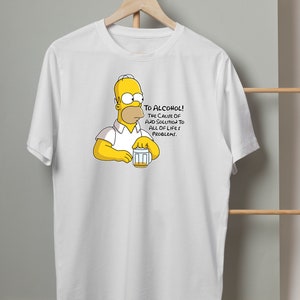 Homer Simpson T-Shirt | The Simpsons Unisex Tee | Funny Homer Shirt | Cartoon Lovers Gift | Drunk Homer Simpson Graphic Tee
