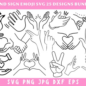 Hands Emoji Sign Svg Bundle, Emoji Day Svg Png, Human Hands Emoji Sign Svg, Commercial Use Svg, Silhouette Svg, Instant Download