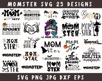Bundle Svg de maman, Png de maman, chemise de maman, clipart monstre, Dxf monstre, fichiers Svg Halloween, maman chemise Svg, Silhouette de maman