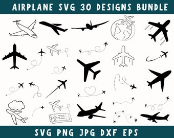 Airplane Svg, Airplane Png, Airplane Clipart, Airplane Cut File, Airplane Silhouette, Airplane Svg Bundle, Airplane Vector, Airplane Dxf