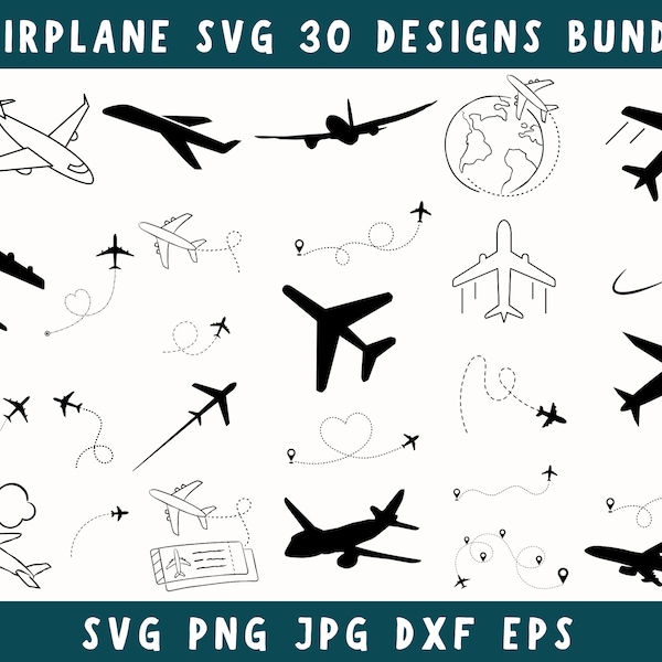 Airplane Svg, Airplane Png, Airplane Clipart, Airplane Cut File, Airplane Silhouette, Airplane Svg Bundle, Airplane Vector, Airplane Dxf