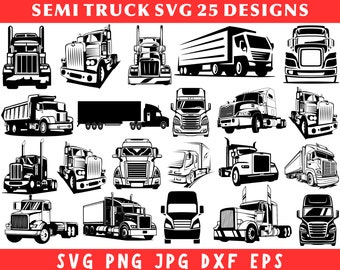Semi Truck Svg Bundle, Semi Truck Clipart, Semi Truck Png, Svg Files For Cricut, Farm Truck Svg, Truck Driver Svg, Vector, Silhouette
