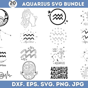 Aquarius Svg Bundle, Aquarius Png, Astrologia Svg, Aquarius Cut File, Znak Wodnika Svg, Zodiak Wodnika, Natychmiastowe pobieranie, Sylwetka