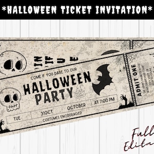Halloween Ticket-Einladung, Halloween-Einladung, bearbeitbares Halloween-Angebot, Halloween-Einladung, anpassbares Party-Eintrittskarten, Sofort-Download