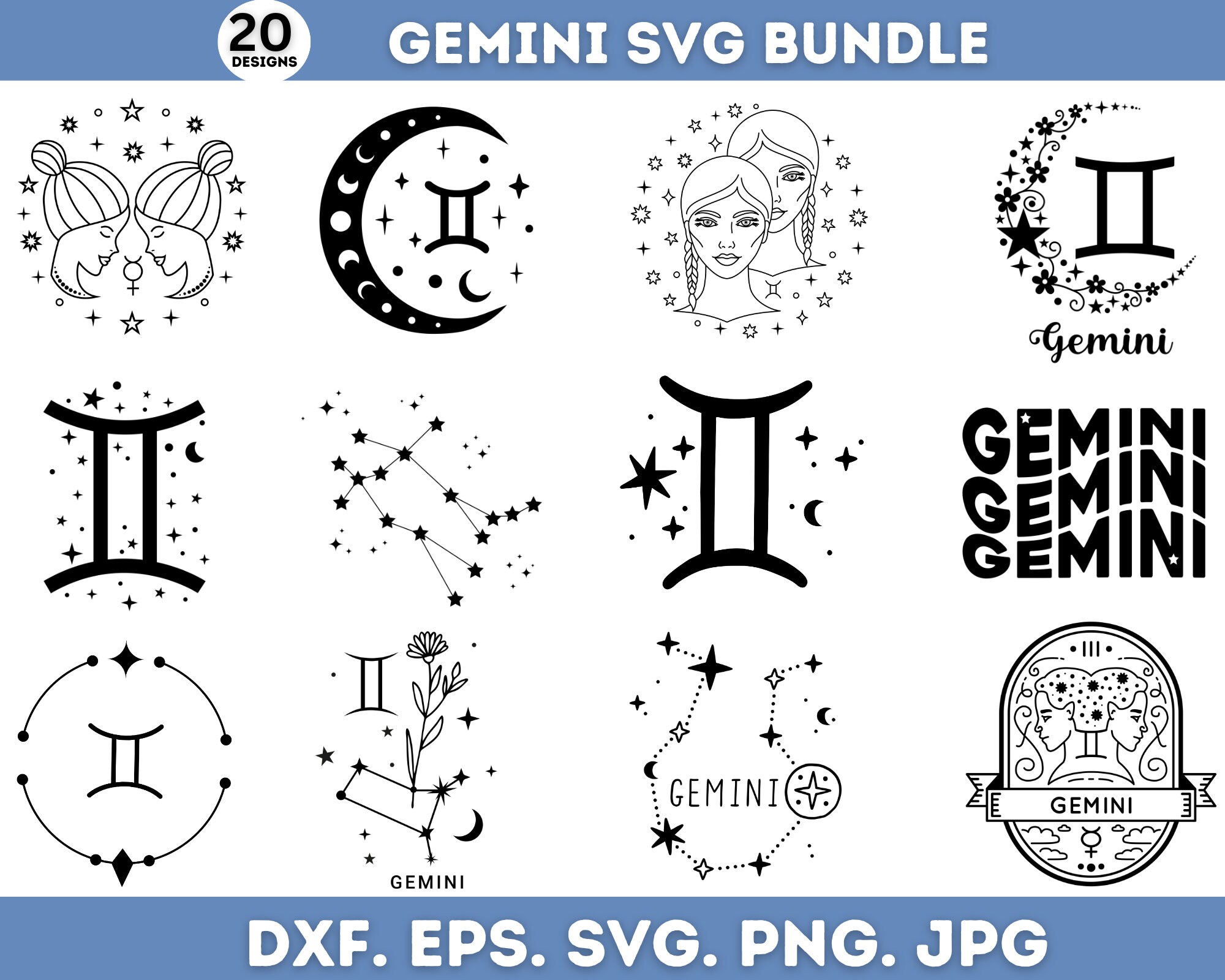 Gemini Svg Png Bundle, Astrology Svg, Gemini Png Bundle, Gemini Sign ...