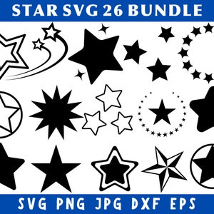 Stern-Svg-Bundle, Stern Clipart, Stern Vektor-Dateien, Dxf Sterne, SVG-Dateien, Png Sterne, Silhouette svg, Cricut svg, svg-Dateien für Cricut