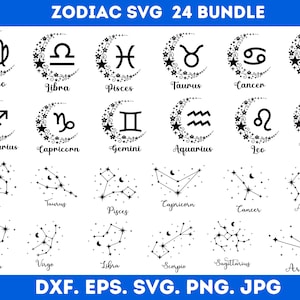 Zodiac Signs Svg Bundle, Zodiac Svg, Zodiac Clipart, Svg Files For Cricut, Zodiac Png, Zodiac Symbols Svg, Instant Download