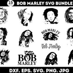 15 Designs Of Bob Marley Digital Cut Files, Instant Download, Vector Files, Bob Marley Digital, Svg Files For Cricut, Digital Download