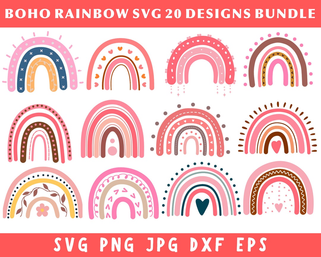 Boho Rainbow Svg Bundle, Rainbow Svg, Boho Rainbow Png Bundle, Teacher ...