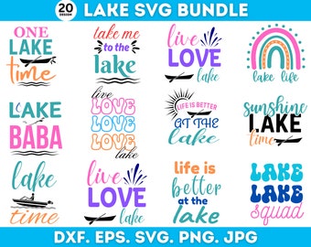 Lake Svg Png Bundle, Lake Quotes Svg, Lake Life Svg, Lake Life Png, Lake Shirt Design, Camping Svg, Instant Download, Silhouette / Vector