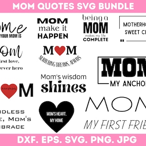 Mom Quotes Svg Bundle, Mom Svg Bundle, Mom Life Svg, Cute Mom Svg, Blessed Mama Svg, Mothers Day Svg, Silhouette,Mama Png,Instant  Download