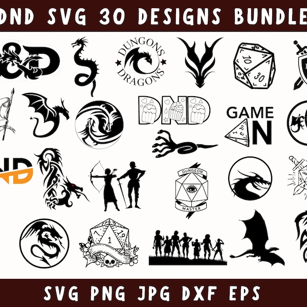 Dnd Svg, Dnd Png, Dragon Svg, Dnd Clipart, Dnd Stickers, Dragons Svg, Silhouette Svg, Dnd Gifts, Dnd Gifts For Him, Svg files For Cricut