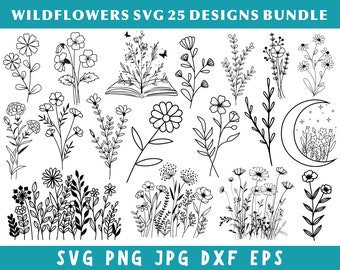 Wildflower Svg Bundle, Wildflowers Svg, Wild Flower Svg, Flower Svg Bundle, Wildflower Clipart, Flower Svg Files, Flower Svg Cricut