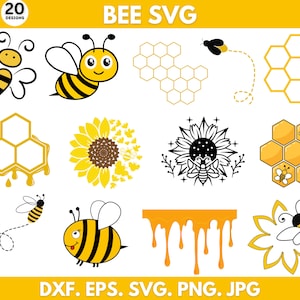 Bee Svg Png Bundle, Bee Png Bundle, Bee Cut Files, Honeycomb Svg, Bee Clipart, Honey Bee Svg, Honey Svg, Instant Download, Silhouette