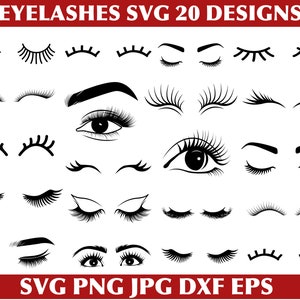 Eyelashes Svg Bundle, Eyelashes Svg, Eyebrows Svg, Lashes Svg, Lash Extensions Svg, Women Eyes Svg, Lashes And Brows, Svg Files For Cricut