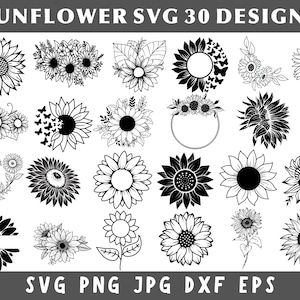 30+Girassol Svg Bundle, Girassol Png, Girassol Clipart, Flor Svg, Arquivos Svg Para Cricut, Girassóis Svg, Svg Bundle, Download Instantâneo