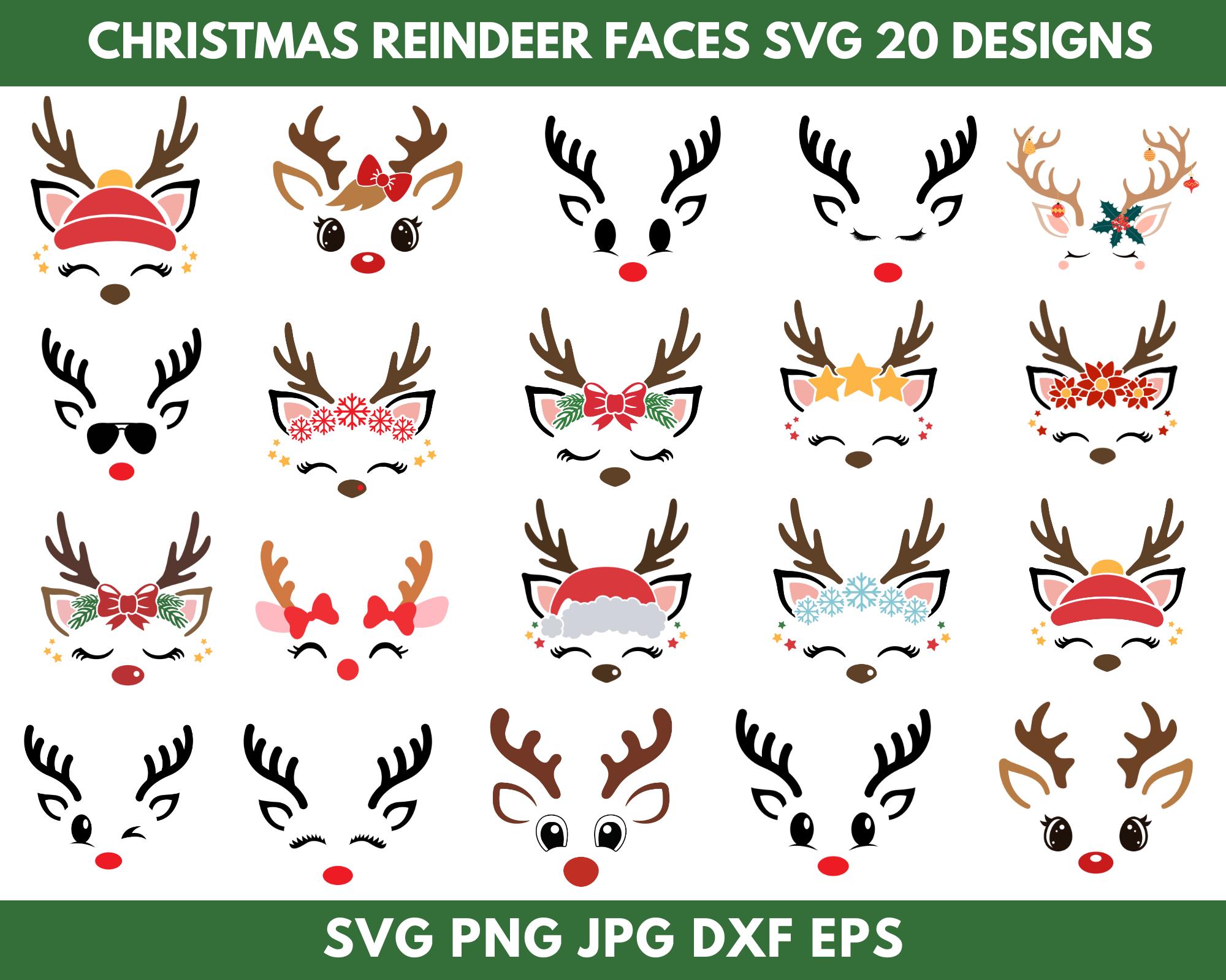 Christmas Reindeer Faces Svg Bundle, Reindeer Svg,Reindeer Faces Svg, Reindeer Png, Christmas 2024 Svg, Instant Download,Cute Reindeer Faces