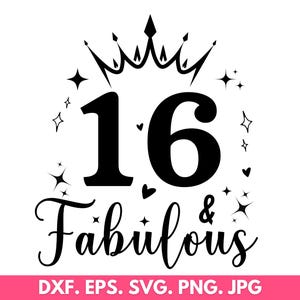 16th Birthday Svg, Sixteen Svg Png, 16 Birthday Png, Birthday Svg, 16 Birthday, Svg File For Cricut, Silhouette, Instant Download