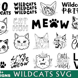 25 Cats Svg Bundle, Wildcat Svg, Wildcats , Svg Files For Cricut, Silhouette Svg, Vector Files, Instant Download