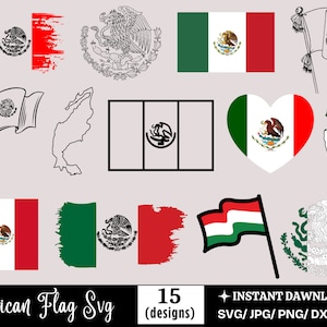 Paquete de Svg de la bandera mexicana, Svg de la bandera de México, Svg del águila mexicana, Archivos Svg para Cricut, Bandera de México Png, Bandera mexicana Png, Svg de camiseta de México