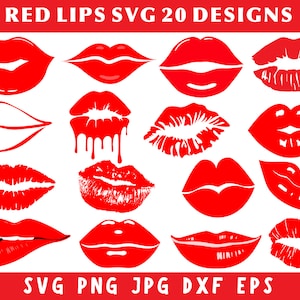 Lips Svg Bundle, Red Lips Svg, Kiss Svg, Kiss Designs, Red Lips Clipart, Lips Png, Red Lips Vector, Silhouette And Cricut