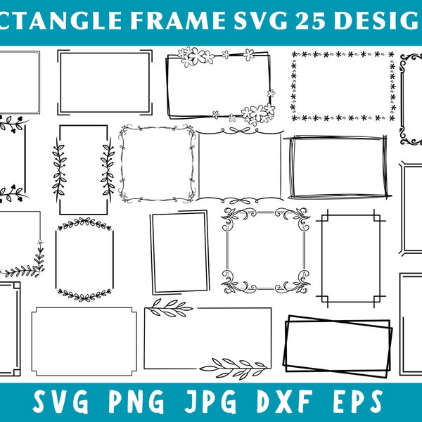 Rectangle Frame Svg Bundle, Rectangle Frame Png, RectangleClipart, Square Svg Png, Frames Svg Bundle, Geometric Svg Files, Silhouette