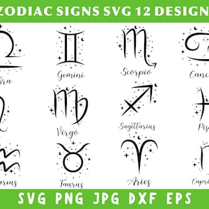Pakiet Svg Znaki Zodiaku, Svg Zodiaku, Clipart Zodiaku, Pliki Svg Dla Cricut, Png Zodiaku, Symbole Zodiaku Svg, Natychmiastowe Pobieranie