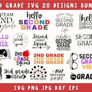 Zweite Klasse svg, Zurück zu Schulsvg, zweites Grad-Svg-Bundle, zweites Klasse-Shirt, Lehrer-Shirt-Svg, SVG-Dateien für Cricut, Silhouette-Svg