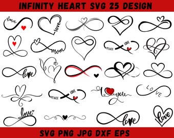 Infinity Heart Svg, Heart Outline Svg, Heart Png, Infinity Dxf, Infinity Clipart, Valentines Day Svg, Vector, Infinity Silhouette, Cricut