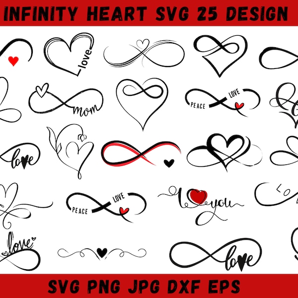 Infinity Heart Svg, Heart Outline Svg, Heart Png, Infinity Dxf, Infinity Clipart, Valentines Day Svg, Vector, Infinity Silhouette, Cricut