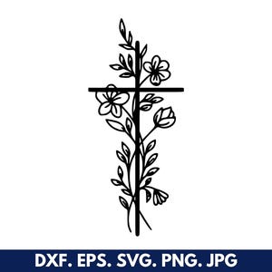 Floral Cross Svg Png, Flower Cross Svg, Faith Svg, Religious Svg, Cross With Flowers, Svg File For Cricut, Svg For Shirts, Instant Download