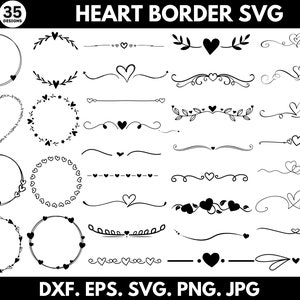 Herz Border svg, Herzrahmen svg, Herz Textteiler, Blumenrand svg, Hochzeit Textteiler, digitaler Download, Cricut svg