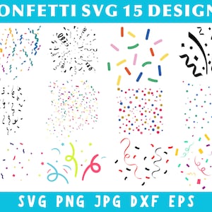 15+ confetti digitale download ontwerpen, confetti Png-bundel, confetti clipart, verjaardag Svg, Svg-bestand, verjaardagsfeestje Svg, silhouet Svg